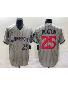 Men's Minnesota Twins #25 Byron Buxton Grey Cool Base Stitched Jersey (Grey)