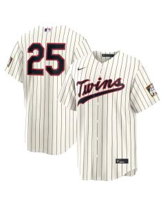 Men's Minnesota Twins #25 Byron Buxton Nike Cream 2026 Field of Dreams Stadium Jersey