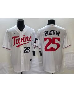 Men's Minnesota Twins #25 Byron Buxton White Cool Base Stitched Jersey