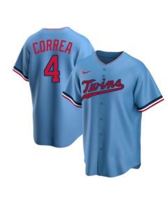 Men's Minnesota Twins #4 Carlos Correa Blue Cool Base Stitched Jersey