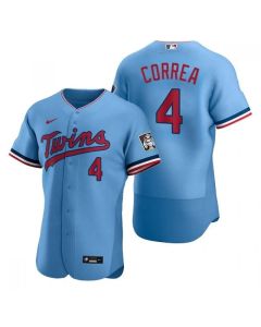 Men's Minnesota Twins #4 Carlos Correa Blue Flex Base Stitched Jersey