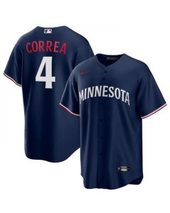 Men's Minnesota Twins #4 Carlos Correa Navy Cool Base Stitched Jersey