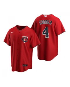 Men's Minnesota Twins #4 Carlos Correa Red Cool Base Stitched Jersey