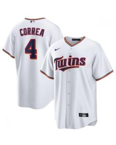 Men's Minnesota Twins #4 Carlos Correa White Cool Base Stitched Jersey