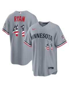Men's Minnesota Twins #41 Joe Ryan Nike Gray USA 250 Fourth of July Road Stadium Jersey (Gray)