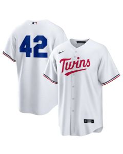 Men's Minnesota Twins #42 Jackie Robinson Nike White Home 2025 Jackie Robinson Day Replica Jersey (White)
