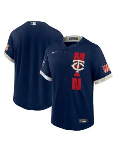 Men's Minnesota Twins Blank 2021 Navy All-Star Cool Base Stitched MLB Jersey