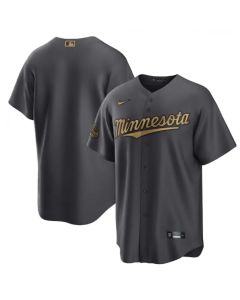 Men's Minnesota Twins Blank 2022 All-Star Charcoal Cool Base Stitched Baseball Jersey