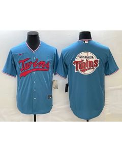 Men's Minnesota Twins Blue Team Big Logo Cool Base Stitched Jersey