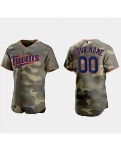 Men's Minnesota Twins Customized Olive Flex Base Stitched Baseball Jersey