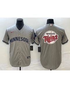 Men's Minnesota Twins Gray Team Big Logo Cool Base Stitched Jersey