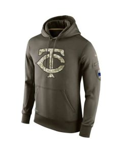 Men's Minnesota Twins Olive Salute To Service KO Performance Hoodie