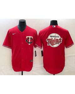 Men's Minnesota Twins Red Team Big Logo Cool Base Stitched Jersey