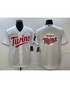 Men's Minnesota Twins White Team Big Logo Cool Base Stitched Jersey