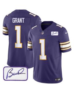 Men's Minnesota Vikings #1 Bud Grant Purple 2023 F.U.S.E. Bud Grant patch Vapor Limited Stitched Jersey