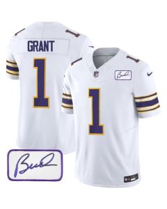 Men's Minnesota Vikings #1 Bud Grant White 2023 F.U.S.E. Bud Grant patch Vapor Limited Stitched Jersey