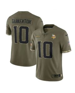Men's Minnesota Vikings #10 Fran Tarkenton Olive 2022 Salute To Service Limited Stitched Jersey