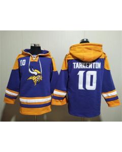 Men's Minnesota Vikings #10 Fran Tarkenton Purple/Yellow Ageless Must-Have Lace-Up Pullover Hoodie