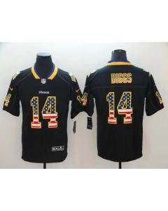 Men's Minnesota Vikings #14 Stefon Diggs Black USA Flag Color Rush Limited Fashion NFL Stitched Jersey