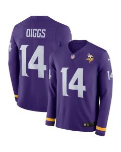 Men's Minnesota Vikings #14 Stefon Diggs Purple Therma Long Sleeve Stitched NFL Jersey