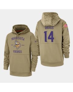 Men's Minnesota Vikings #14 Stefon Diggs Tan 2019 Salute to Service Sideline Therma Pullover Hoodie