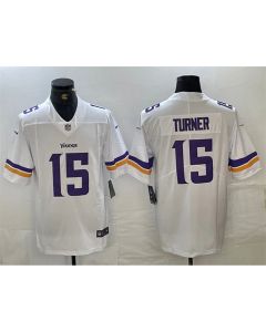 Men's Minnesota Vikings #15 Dallas Turner White 2024 Draft Vapor Untouchable Limited Stitched Jersey