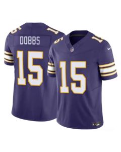 Men's Minnesota Vikings #15 Josh Dobbs Purple 2023 F.U.S.E. Throwback Limited Stitched Jersey