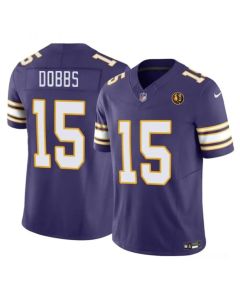 Men's Minnesota Vikings #15 Josh Dobbs Purple 2023 F.U.S.E. Throwback With John Madden Patch Vapor Limited Stitched Football Jersey