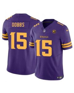 Men's Minnesota Vikings #15 Josh Dobbs Purple 2023 F.U.S.E. With John Madden Patch Color Rush Limited Stitched Football Jersey