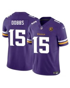 Men's Minnesota Vikings #15 Josh Dobbs Purple 2023 F.U.S.E. With John Madden Patch Vapor Limited Stitched Football Jersey