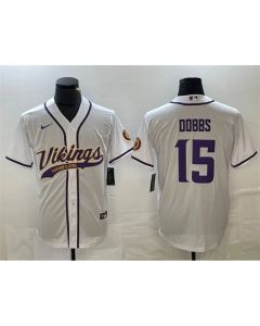 Men's Minnesota Vikings #15 Josh Dobbs White Cool Base Stitched Baseball Jersey