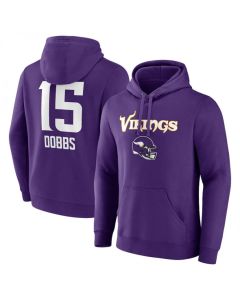 Men's Minnesota Vikings #15 Joshua Dobbs Purple Team Wordmark Player Name & Number Pullover Hoodie