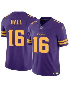 Men's Minnesota Vikings #16 Jaren Hall Purple 2023 F.U.S.E. Vapor Untouchable Color RushLimited Stitched Jersey
