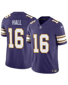 Men's Minnesota Vikings #16 Jaren Hall Purple 2023 F.U.S.E. Vapor Untouchable Throwback Limited Stitched Jersey