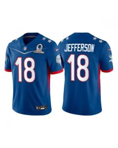 Men's Minnesota Vikings #18 Justin Jefferson 2022 Royal NFC Pro Bowl Stitched Jersey