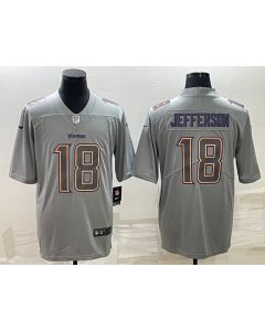 Men's Minnesota Vikings #18 Justin Jefferson Grey Atmosphere Fashion Stitched Jersey