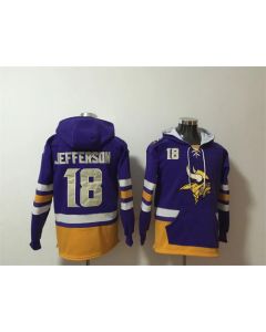Men's Minnesota Vikings #18 Justin Jefferson Purple Ageless Must-Have Lace-Up Pullover Hoodie