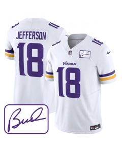 Men's Minnesota Vikings #18 Justin Jefferson White 2023 F.U.S.E. Bud Grant patch Limited Stitched Jersey