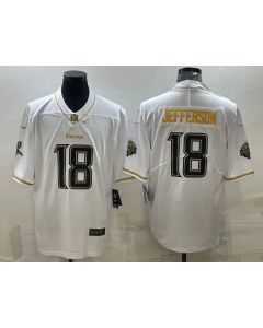 Men's Minnesota Vikings #18 Justin Jefferson White Golden Edition Limited Stitched Jersey