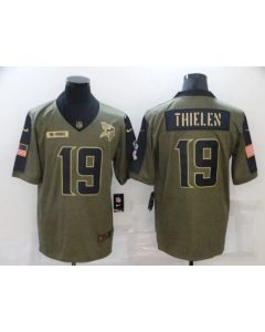 Men's Minnesota Vikings #19 Adam Thielen 2021 Olive Salute To Service Limited Stitched Jersey
