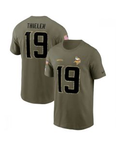 Men's Minnesota Vikings #19 Adam Thielen 2022 Olive Salute to Service T-Shirt