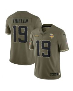 Men's Minnesota Vikings #19 Adam Thielen Olive 2022 Salute To Service Limited Stitched Jersey