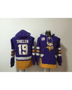 Men's Minnesota Vikings #19 Adam Thielen Purple All Stitched NFL Hoodie Sweatshirt