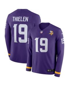 Men's Minnesota Vikings#19 Adam Thielen Purple Therma Long Sleeve Stitched NFL Jersey