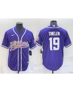 Men's Minnesota Vikings #19 Adam Thielen Purple With Patch Cool Base Stitched Baseball Jersey