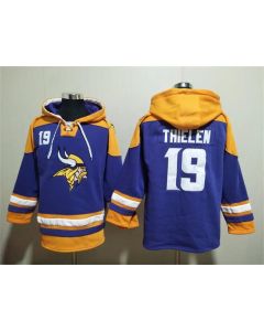 Men's Minnesota Vikings #19 Adam Thielen Purple/Yellow Ageless Must-Have Lace-Up Pullover Hoodie