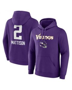 Men's Minnesota Vikings #2 Alexander Mattison Purple Team Wordmark Player Name & Number Pullover Hoodie