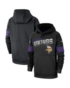Men's Minnesota Vikings 2019 Black 100th Season Sideline Team Logo Performance Pullover Hoodie