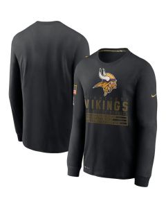 Men's Minnesota Vikings 2020 Black Salute to Service Sideline Performance Long Sleeve T-Shirt