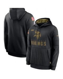 Men's Minnesota Vikings 2020 Black Salute to Service Sideline Performance Pullover Hoodie